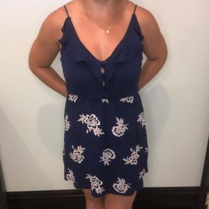 Spaghetti strap navy blue sundress